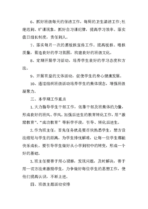 XX年小学实习班主任工作计划范文