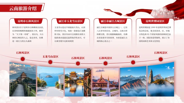 红色简约风多图排版PPT版式合集
