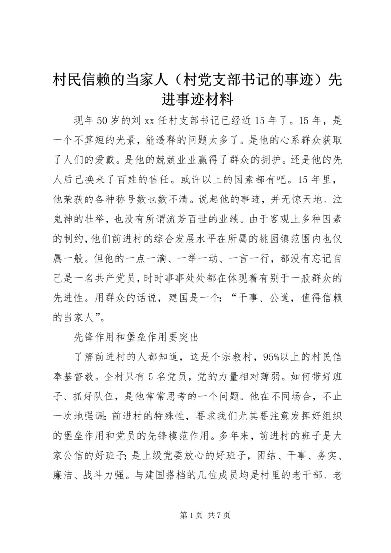 村民信赖的当家人（村党支部书记的事迹）先进事迹材料.docx