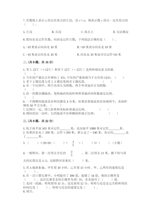 人教版六年级数学小升初试卷及答案（网校专用）.docx