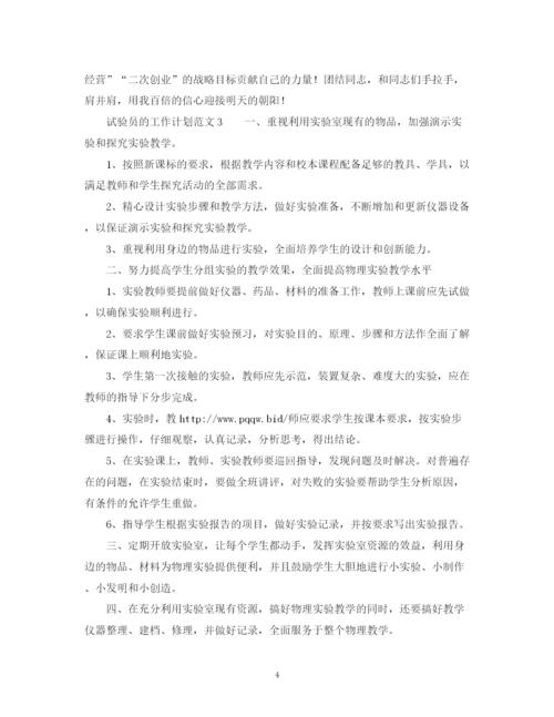 精编之试验员的工作计划范文2.docx