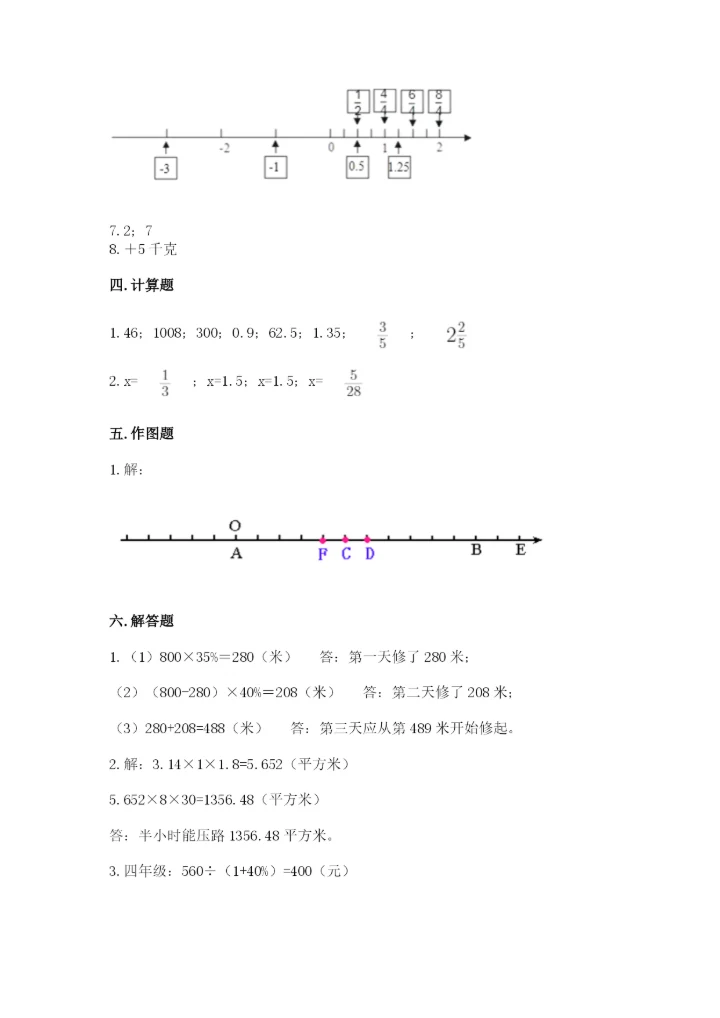 大同市南郊区六年级下册数学期末测试卷精品.docx