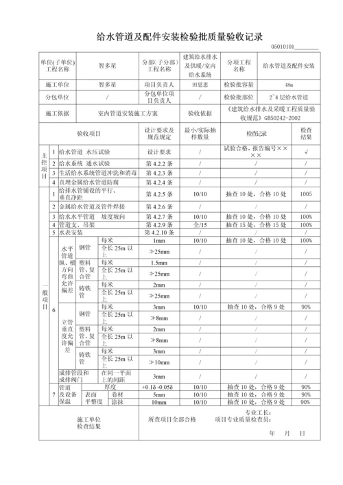 给水管道及配件安装检验批质量验收记录(0001).docx