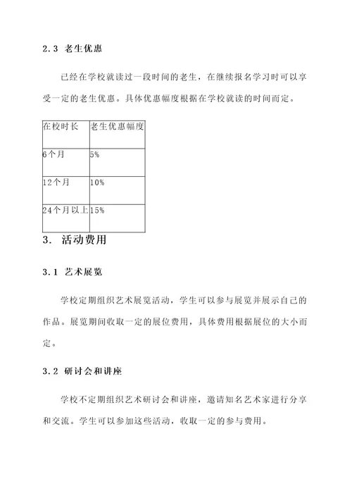 艺术培训收费设置方案