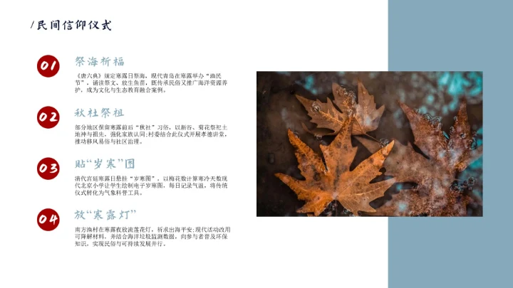 瓷青色简约风寒露节气PPT模版