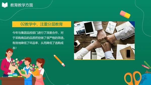 黑板手绘卡通学校教师年终工作总结PPT模板