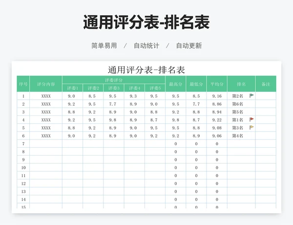 通用评分表-排名表