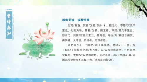 蓝色古风水墨北冥有鱼语文课堂教学课件PPT语文课件