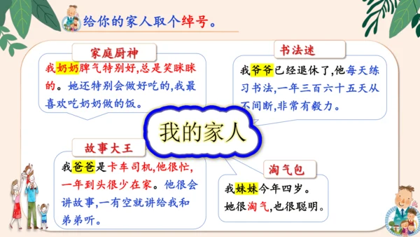 统编版2024-2025学年语文四年级上册第二单元习作 我的家人-（教学课件）