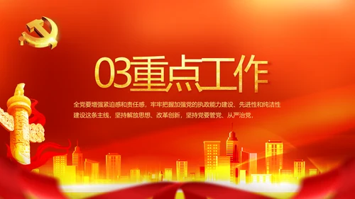 红色喜庆物业党支部工作总结动态PPT模板