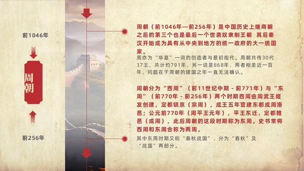 褐色大气实拍长城中国历史发展史PPT
