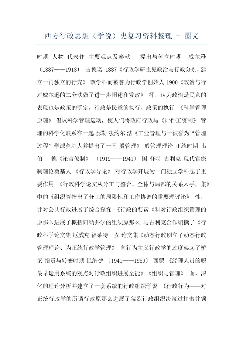 西方行政思想学说史复习资料整理图文