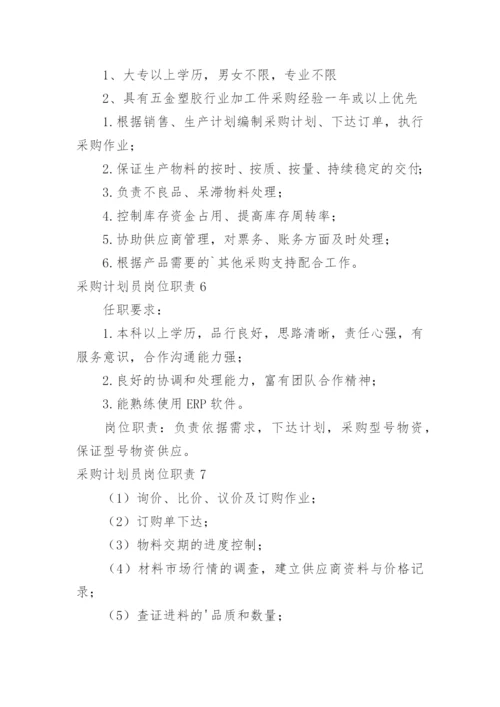 采购计划员岗位职责.docx