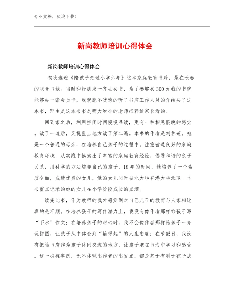 2024年新岗教师培训心得体会例文20篇.docx