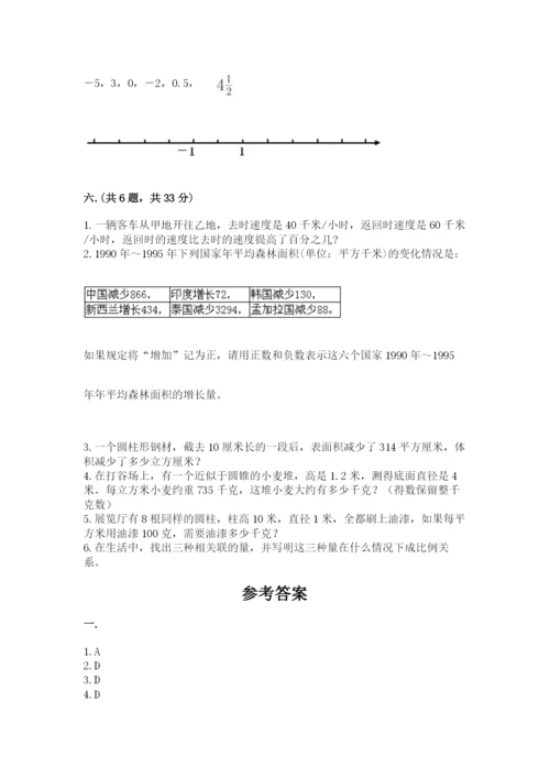 沪教版六年级数学下学期期末测试题及完整答案【全国通用】.docx