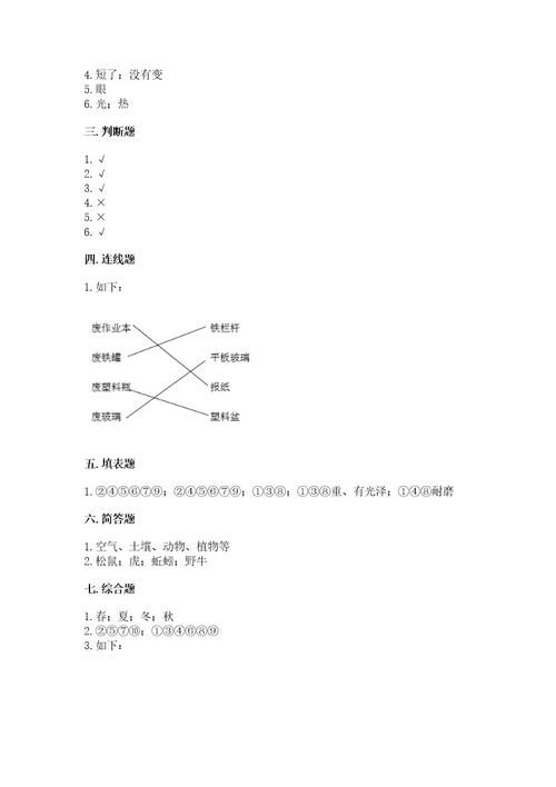 教科版科学二年级上册第二单元《材料》测试卷新版