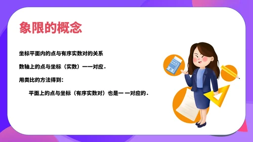 紫色扁平风初一数学课件平面直角坐标系PPT模板