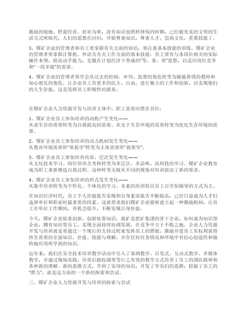 政研会论文煤矿企业人力资源开发与培训的探讨及实践.docx