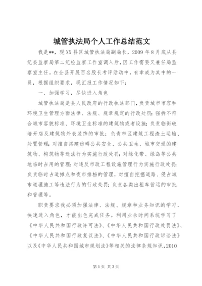 城管执法局个人工作总结范文.docx