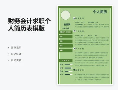 财务会计求职个人简历表模版