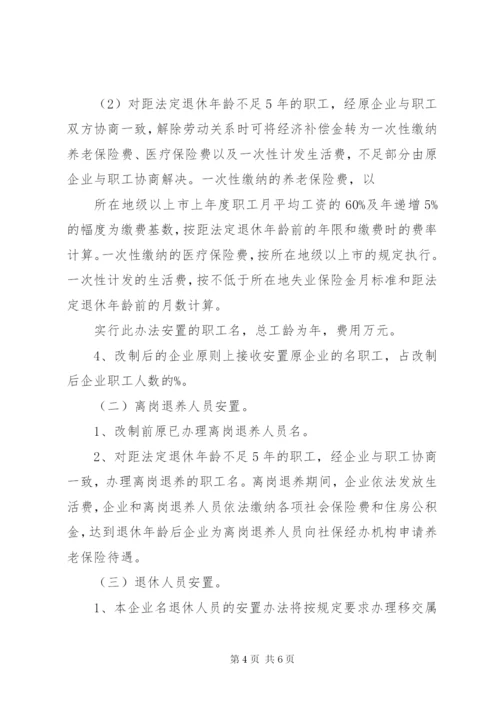 公司国有企业改制职工安置方案.docx