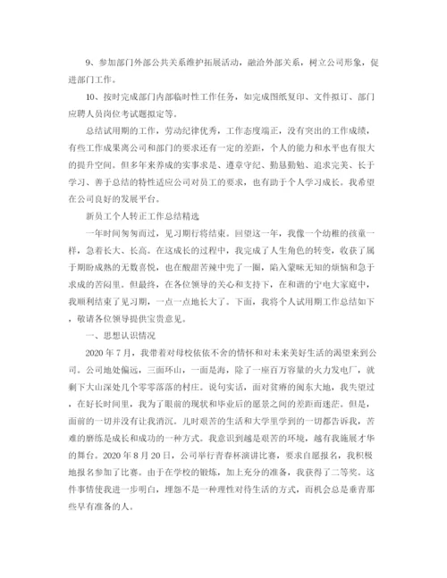 精编之新员工个人转正工作总结精选范文.docx