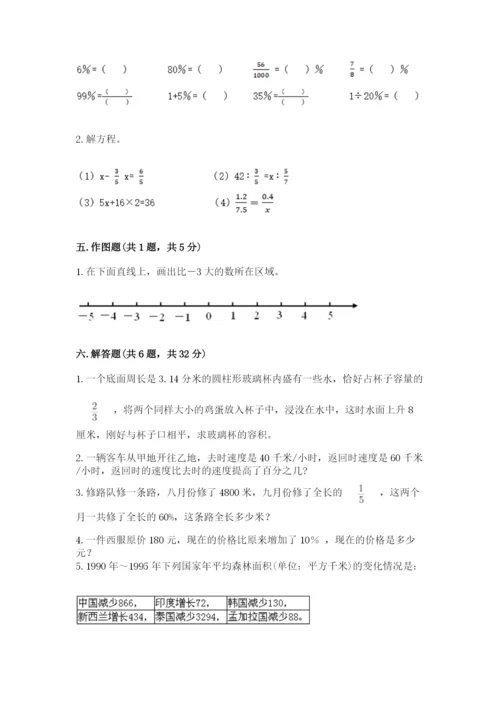 冀教版小学六年级下册数学期末检测试题（研优卷）.docx