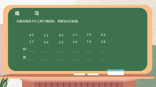 绿色卡通风一年级数学加减法课件PPT模板