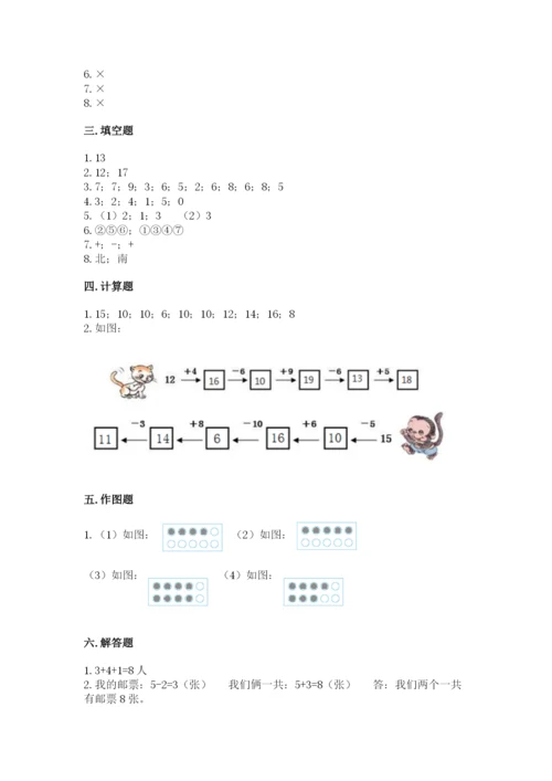 人教版一年级上册数学期末考试试卷精品【全优】.docx