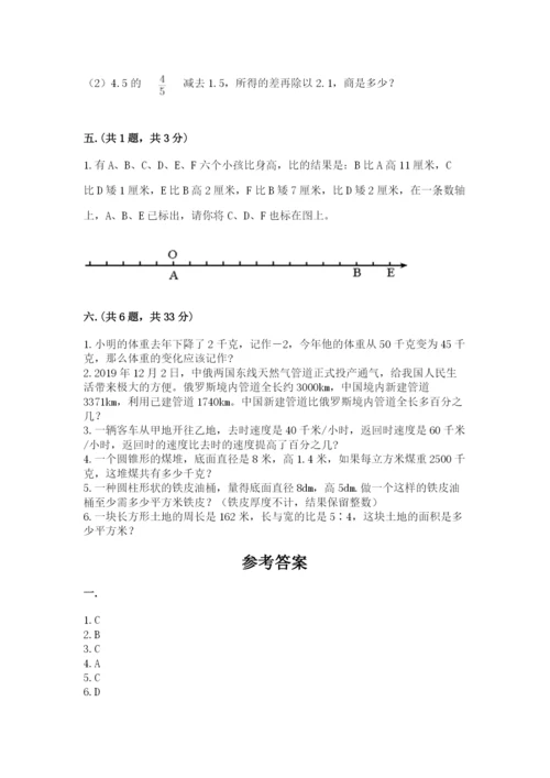 河南省平顶山市六年级下册数学期末测试卷精品（巩固）.docx