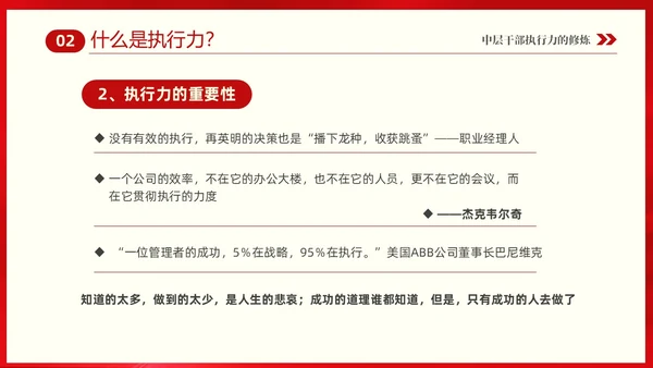红色大气中层干部培训之执行力培训课件PPT