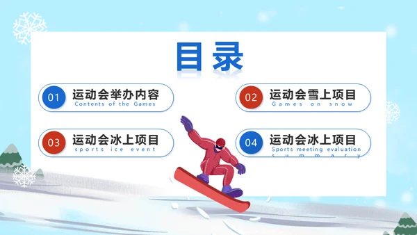 冬奥会冬季运动会单板滑雪通用PPT模板