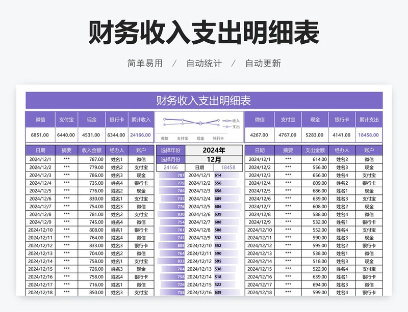 财务收入支出明细表