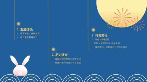 黄蓝色扁平插画风中秋节游园主题策划方案PPT模板