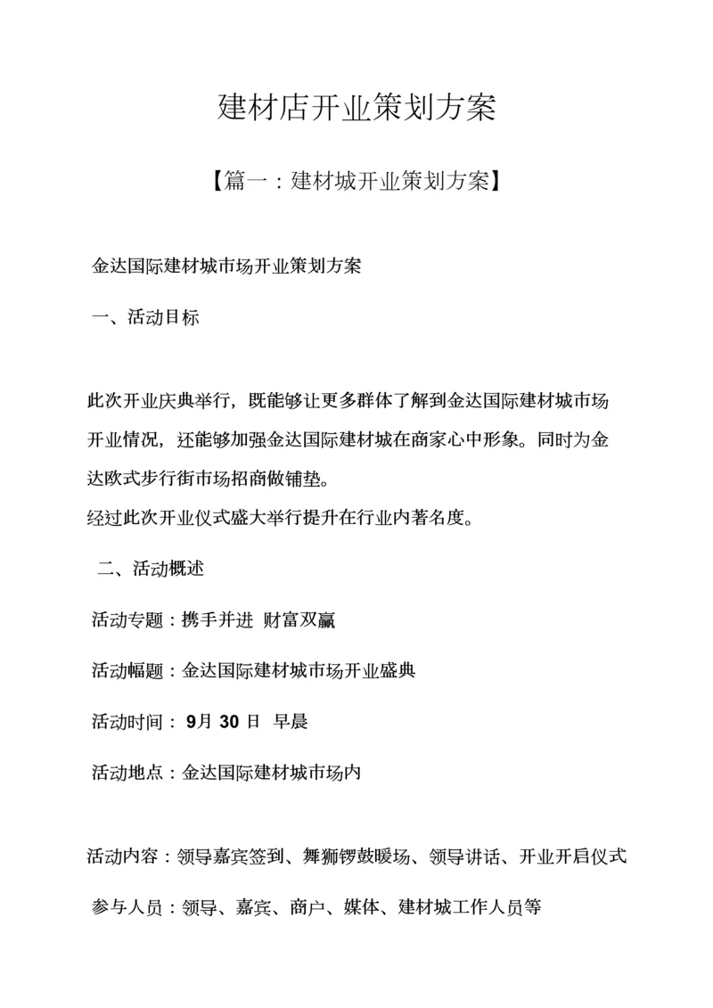 建材店开业专业策划专项方案.docx