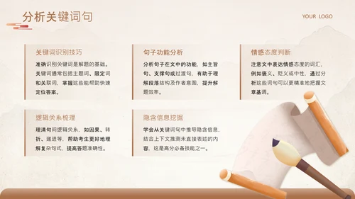 黄色中国风语文阅读理解高分技巧全解析PPT