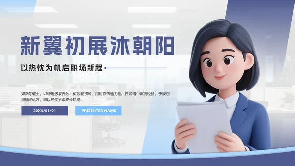 蓝色几何3D人物个人简介PPT模板