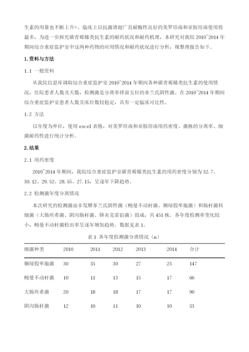 碳青霉烯类抗生素耐药状况及耐药机理分析1.docx