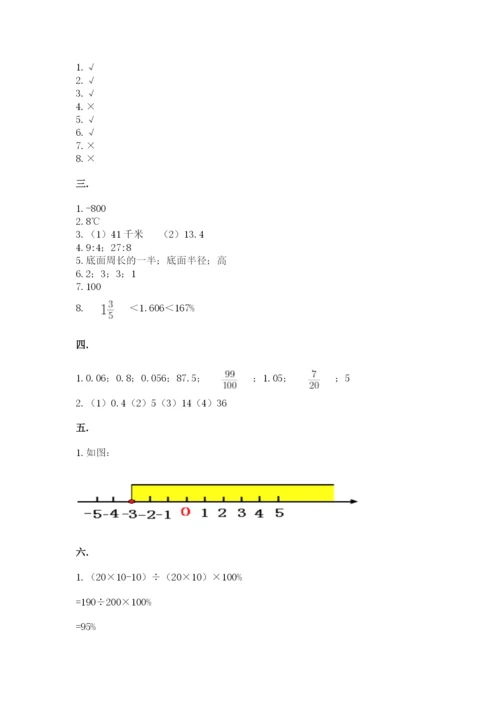 小学六年级下册数学摸底考试题附答案【培优】.docx