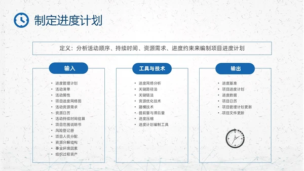 蓝色简约钟表项目时间管理PPT课件pmp项目管理（补充）