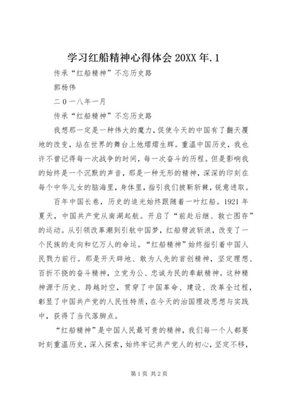 学习红船精神心得体会20XX年.docx