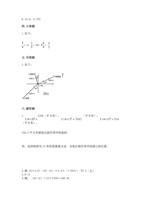 小学六年级上册数学期末测试卷及答案（易错题）.docx