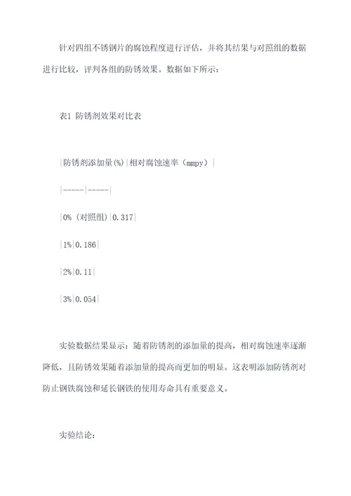 阻锈剂实验报告