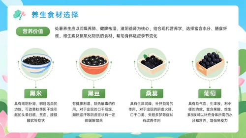 蓝绿色插画处暑节气PPT模板
