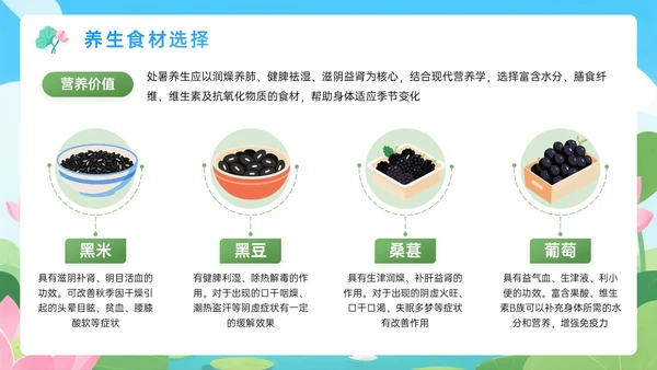 蓝绿色插画处暑节气PPT模板