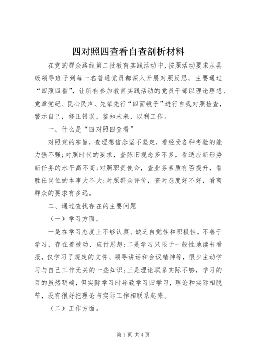 四对照四查看自查剖析材料.docx