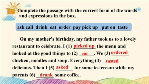 Module 6 Eating together Unit 3 Language in use 课件