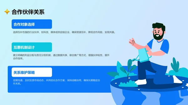 蓝色卡通风通用行业营销路演方案PPT主题