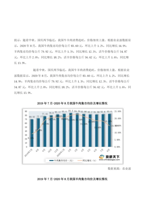 我国牛羊肉行业价格继续上扬进口量额双增但出口仍在下滑.docx