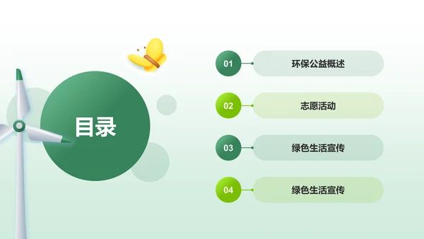 绿色3D风公益服务宣传PPT模板